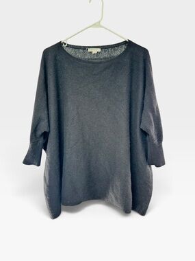 Garnet Hill  Black Relaxed Cashmere Knit Sweater oversized